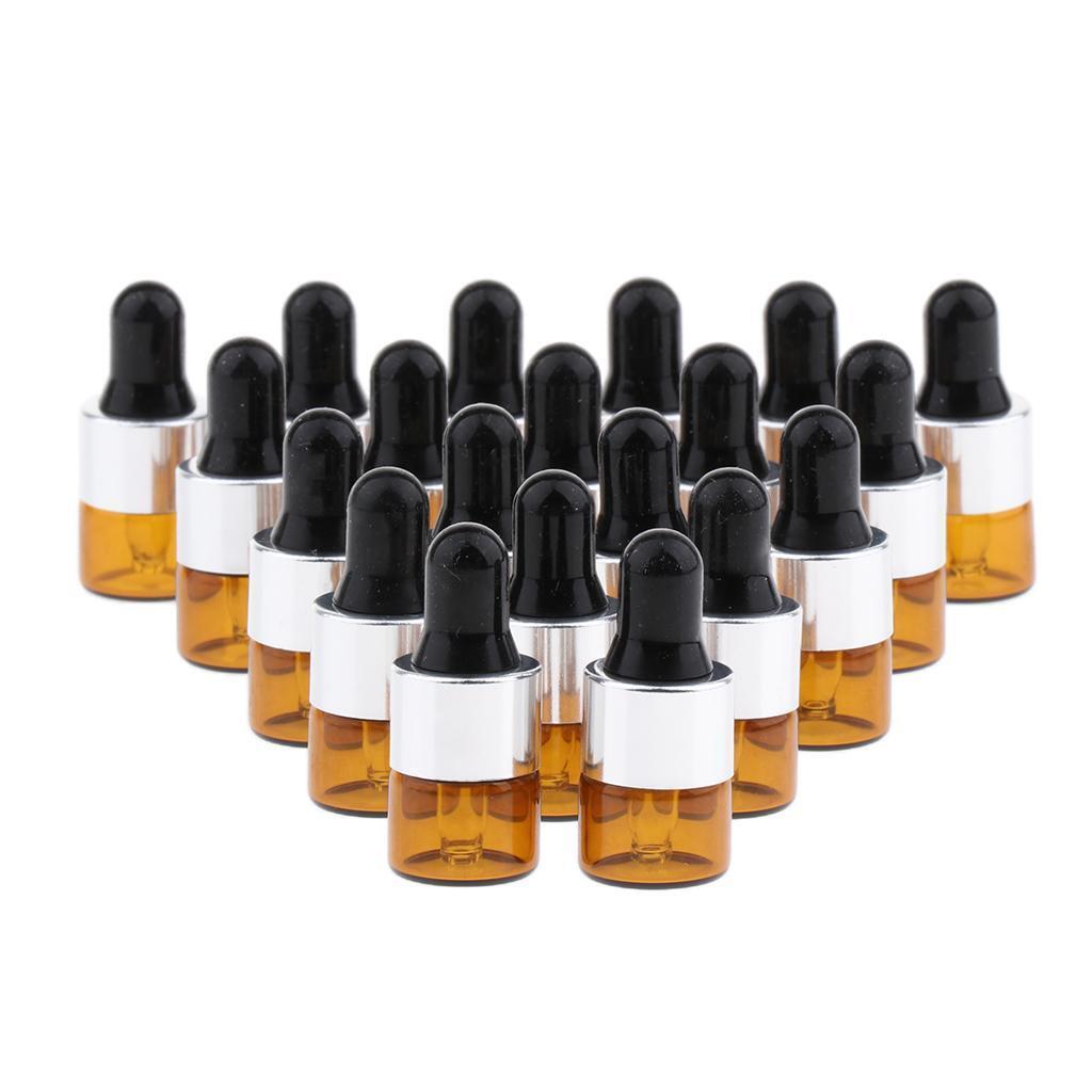 20pcs Mini Refillable Glass Plastic Dropper Bottle for Essential Oils 1ML