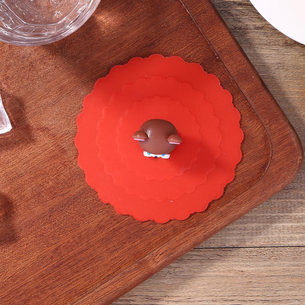 Transparent Red Cherry Silicone Cup Cover Heat-resistant Reuse Lid (Bear)