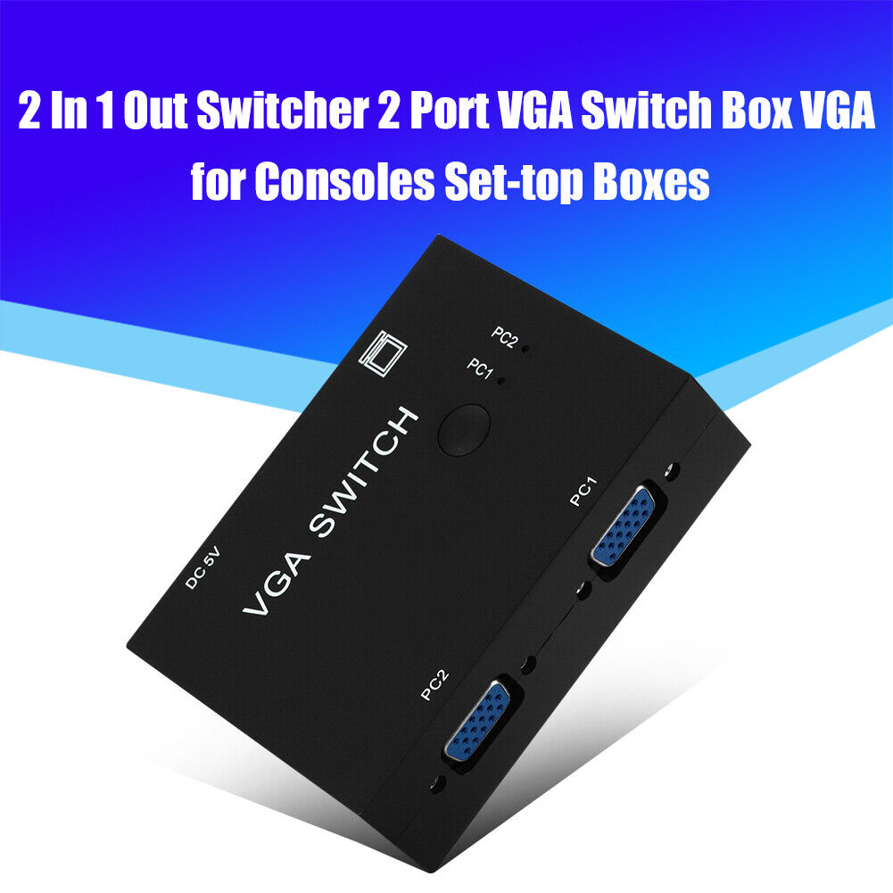 2 In 1 Out Switcher Converter 2 Ways Video Splitter 2 Port VGA Switch Box