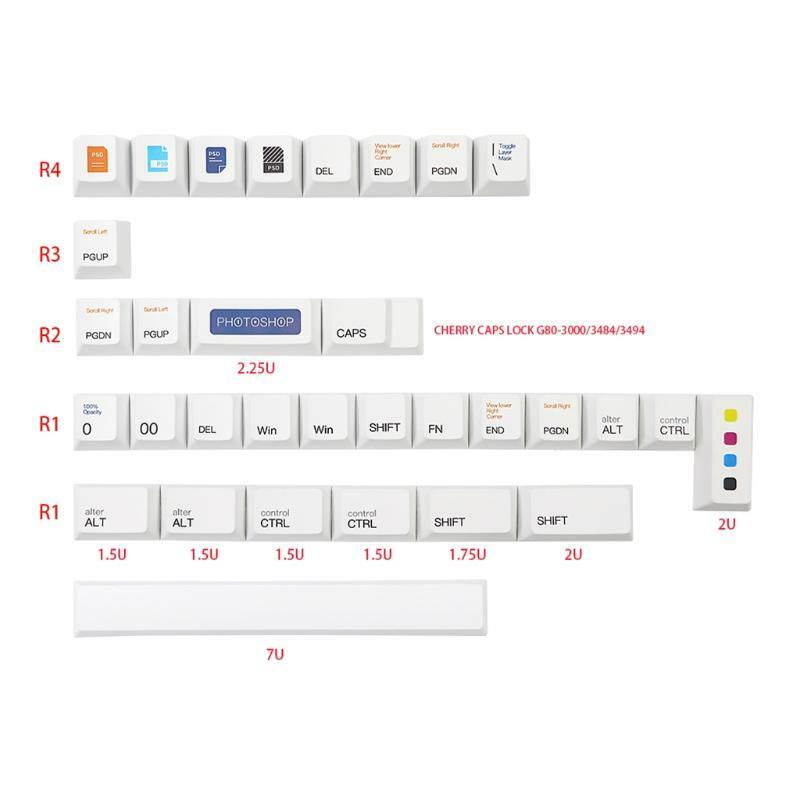 136Keys Cherry Profile Custom Keycap PBT Dye Sublimation for Mechanical Keyboard