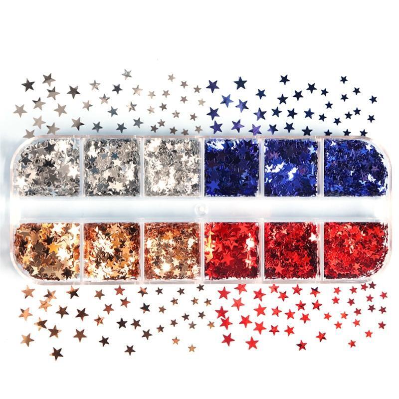 1 Box Holographic PET Glitter Flakes Stars Nail Art Decorations Glitter Flake