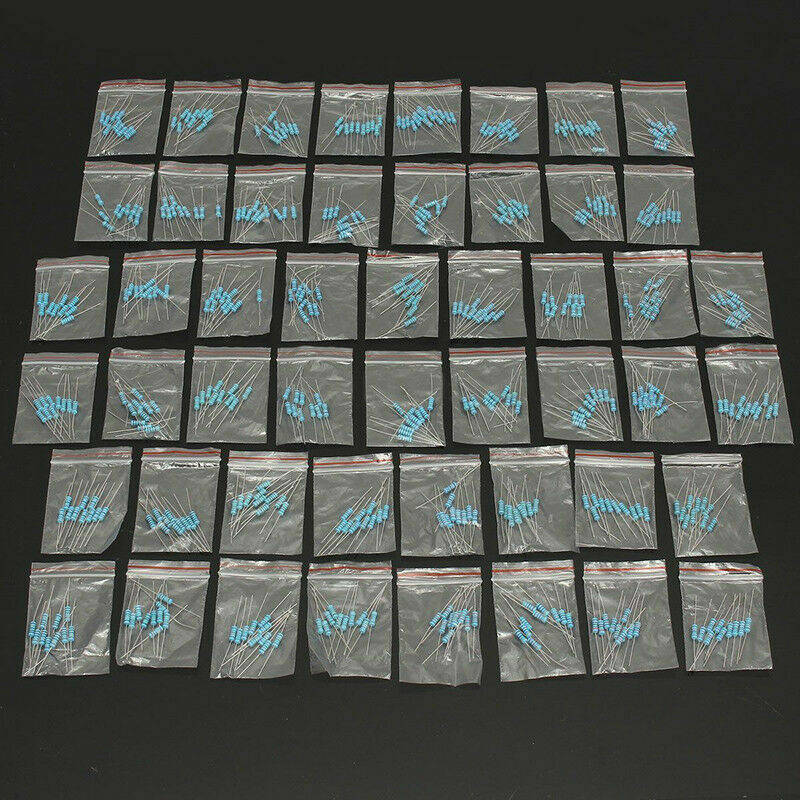 500pcs    1% 1ohm~1M 1W Metal Film Resistors Resistance Assortment Kit 50 Values