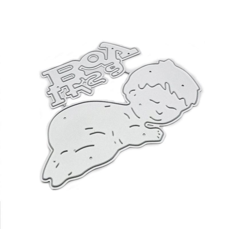 Cute Sleeping Baby Boy Metal Cutting Dies Stencil DIY Scrapbooking Card Template