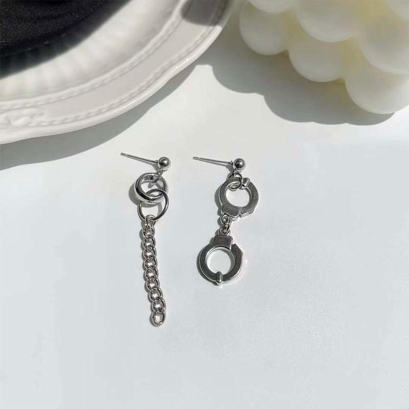 Asymmetrical Chain Female Ins European American Style Fashion Simple Earrings