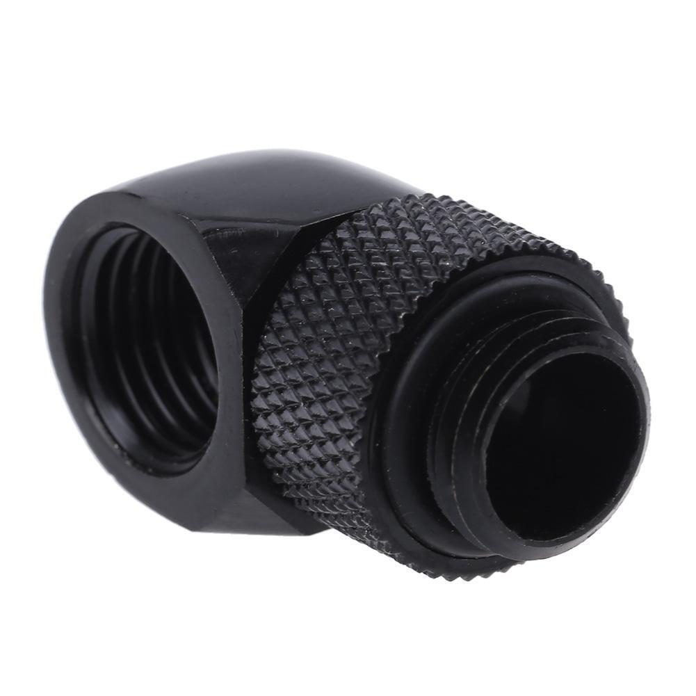 G1/4 Inner Outer Dual Thread 90 Degree Rotary Water Tube Connector(Black)