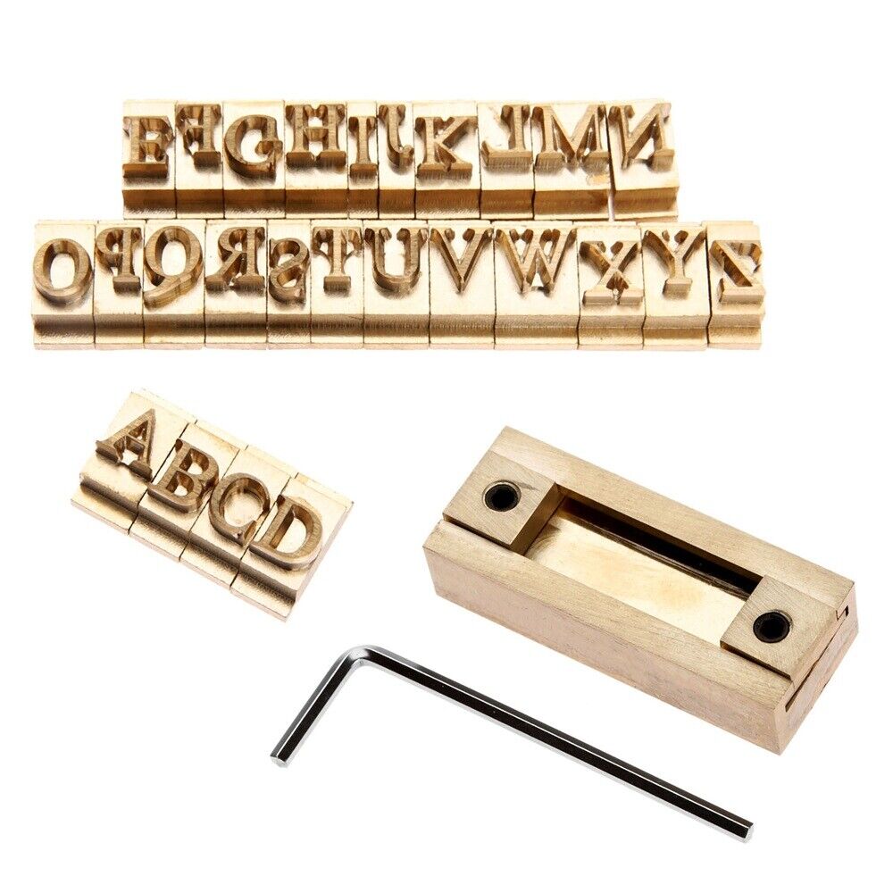 26Pcs Captal Letters Times New Roman Stamp Mold+5cm T-Slot Fixture Holder 2 in 1