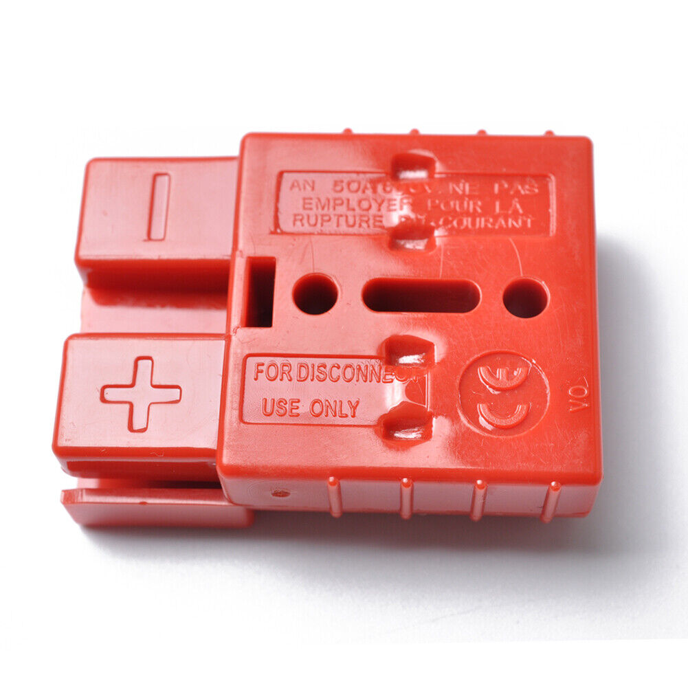 50A Battery Charging Bipolar Plug with Terminals Portable Connector (Red)