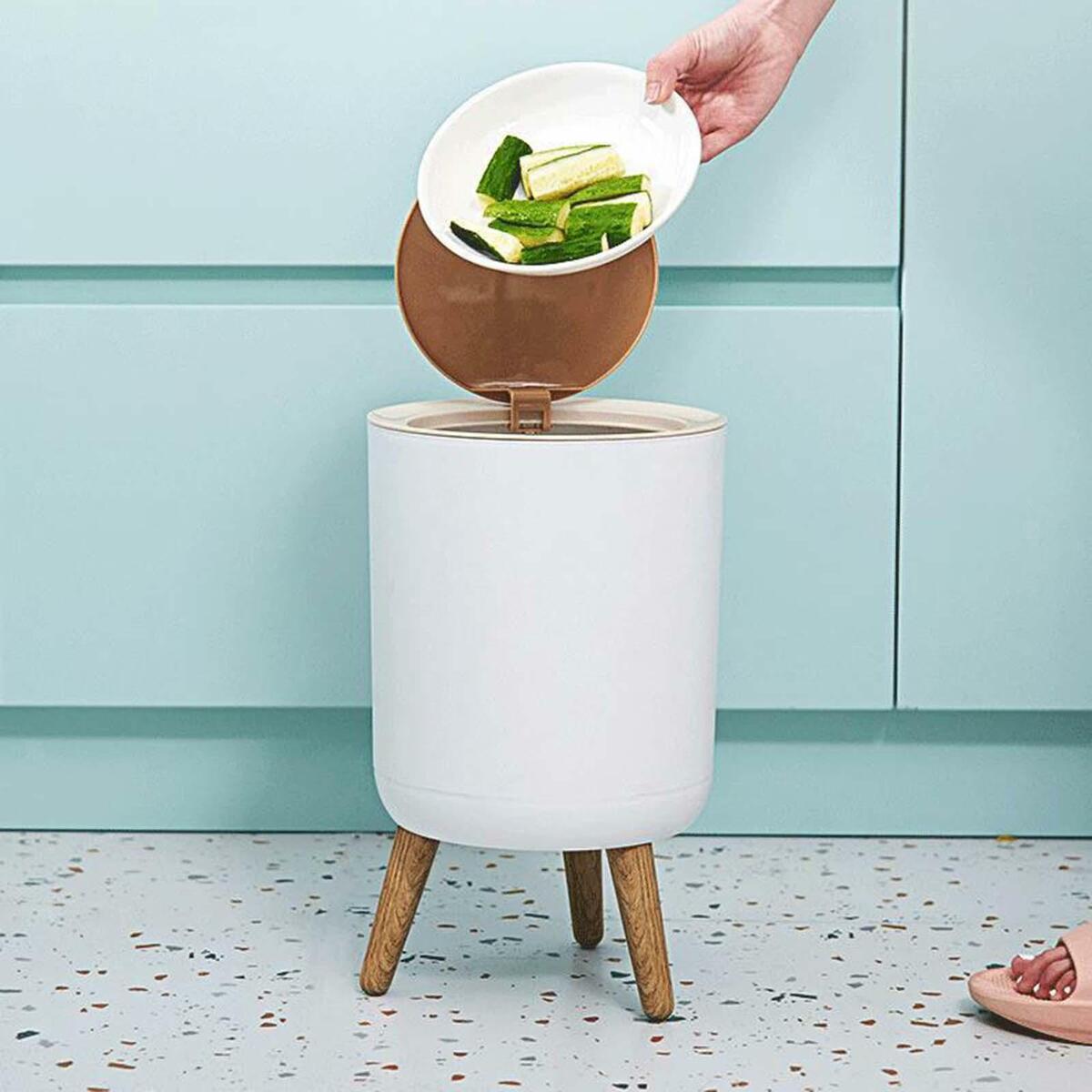 Fashion  Trash Can Press Lid High Foot Bedroom Toilet  Waste Bin
