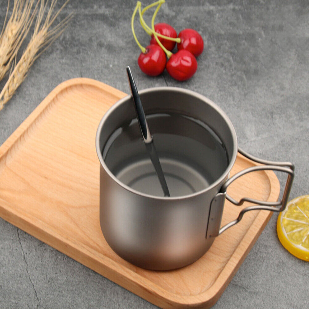 420ml Camping Water Cup Mug with Lid Outdoor Picnic Travel Cooking Utensils