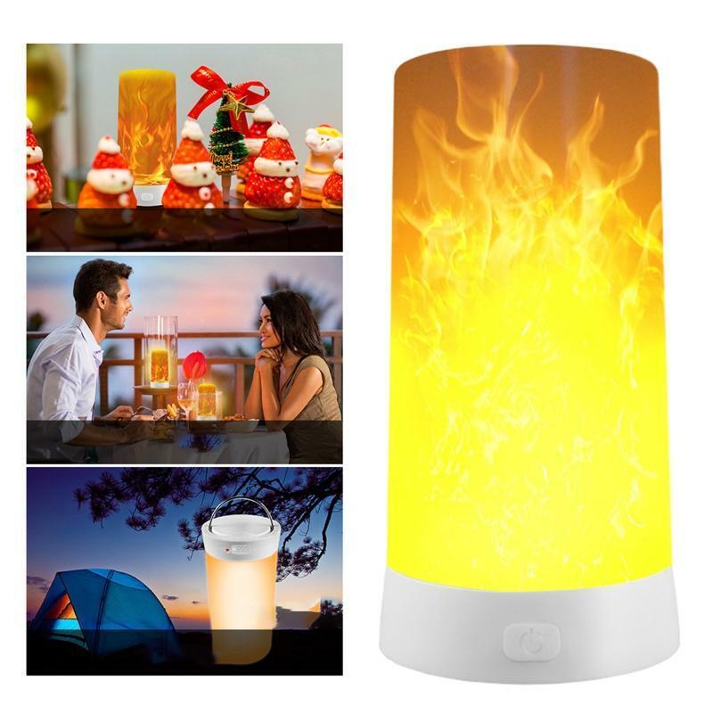 LED Flicker Flame Light Bulb USB Rechargeable Simulated Burning Fire Effect Lamp