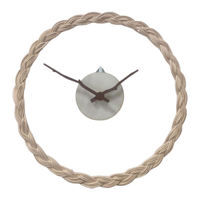 Wall Clock Simple Rattan Hanging Clock Creative Branches Needle Silent Clock