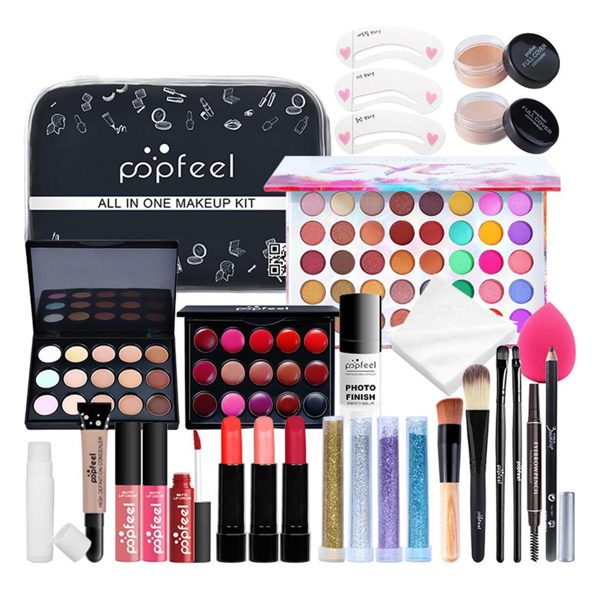 Makeup Kit Gift Set Foundation Lipstick Brush Face Powder Eyeshadow for Travel