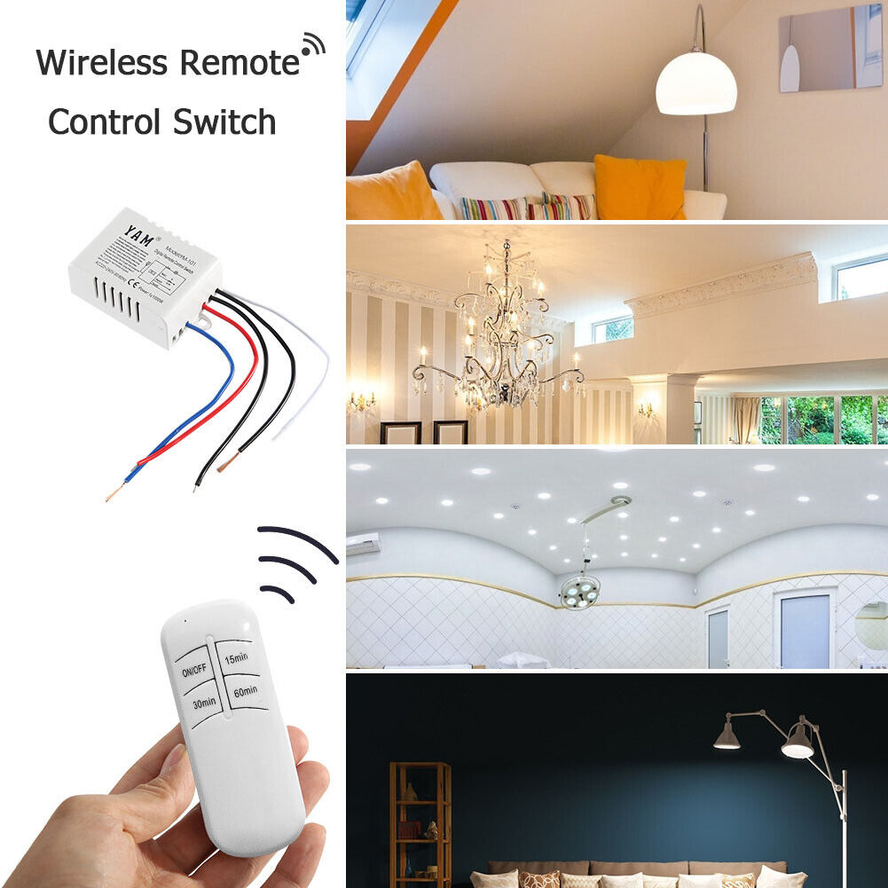 ON/OFF Remote Control Timer Switch + Receiver for UVC Lamp (White 220V)