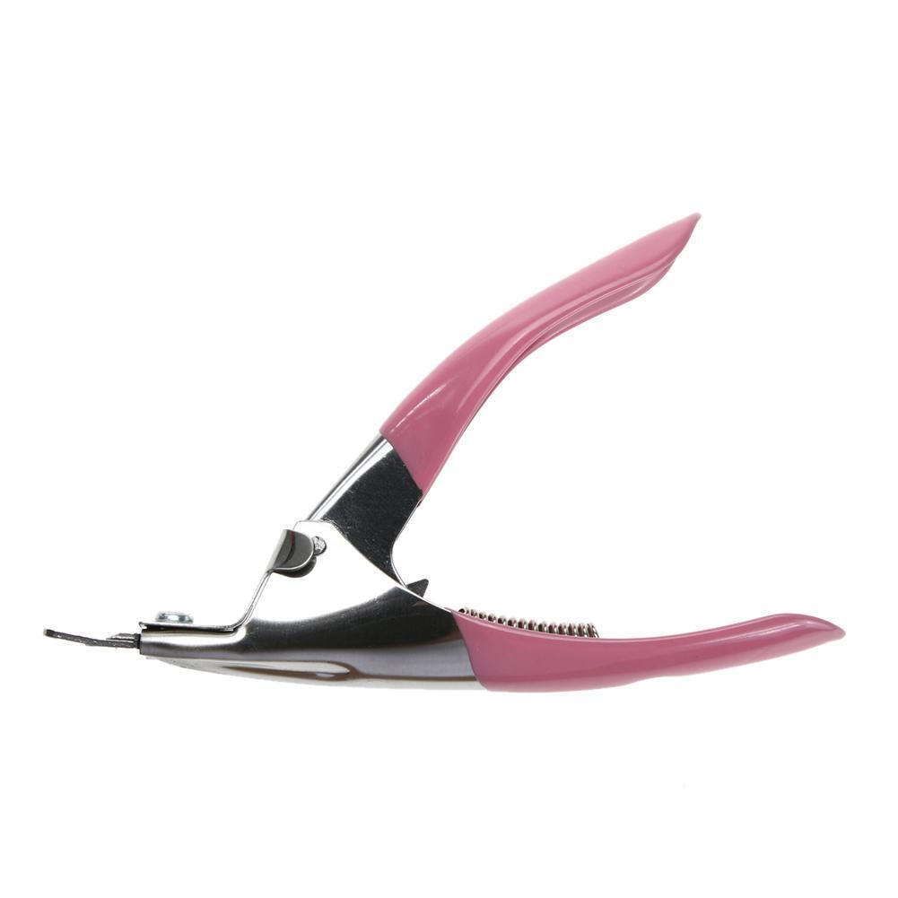 Manicure Cutter Clipper False Nail U One Word Cut Stainless Steel (Pink)