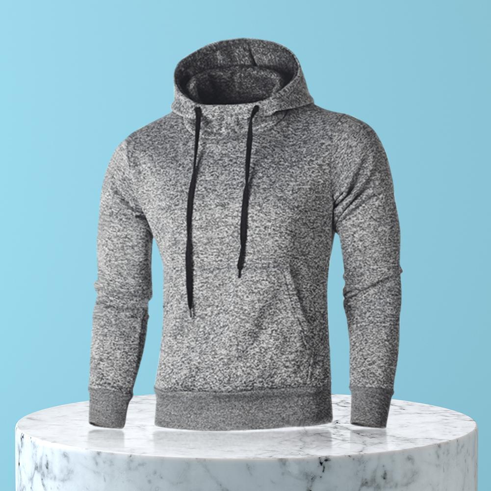 Men Boy Autumn Long-Sleeves Pure Color Hoodie Sweatershirt (Light Grey XL)