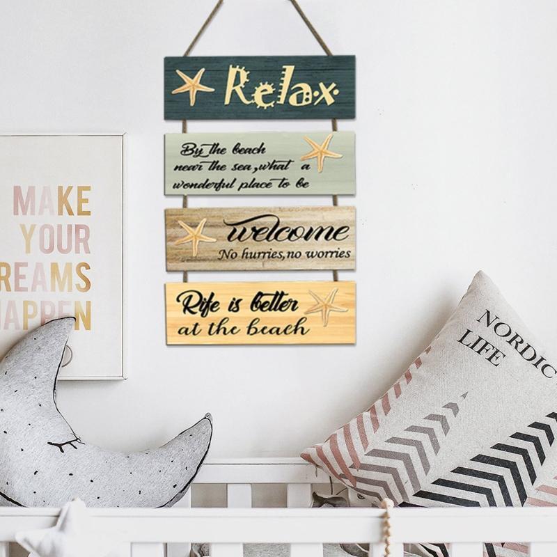 Wooden Sea Beach Wall Art Decor Hanging Ornamen Nautical Wood Sign