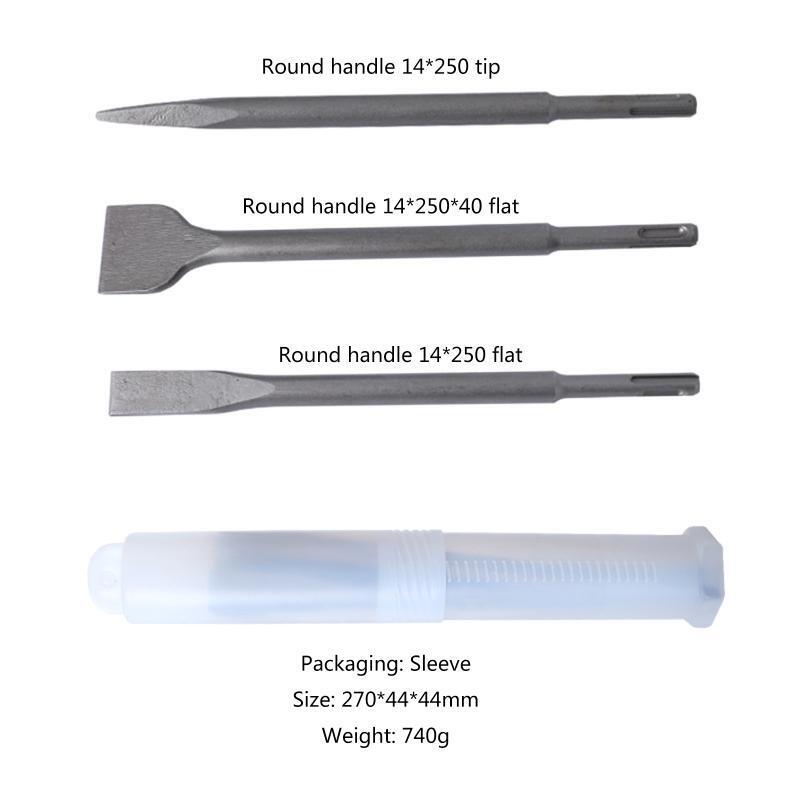 3x SDS Plus Round Handle Pointed Chisel Set Hammer Drills Concrete Wall Drilling