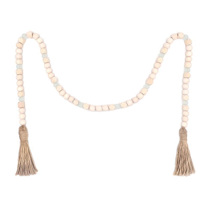 Wooden Bead Garland with Tassels Geometric Clear Acrylic Beads Tiered Tray Decor