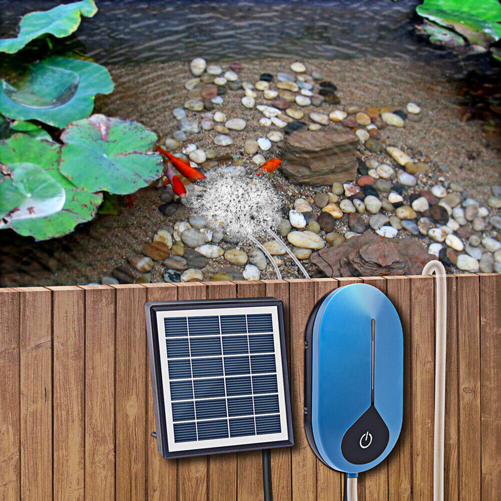 Aquarium Air Pump Pond Aerator Solar Powered Fish Tank Water Oxygen Pump