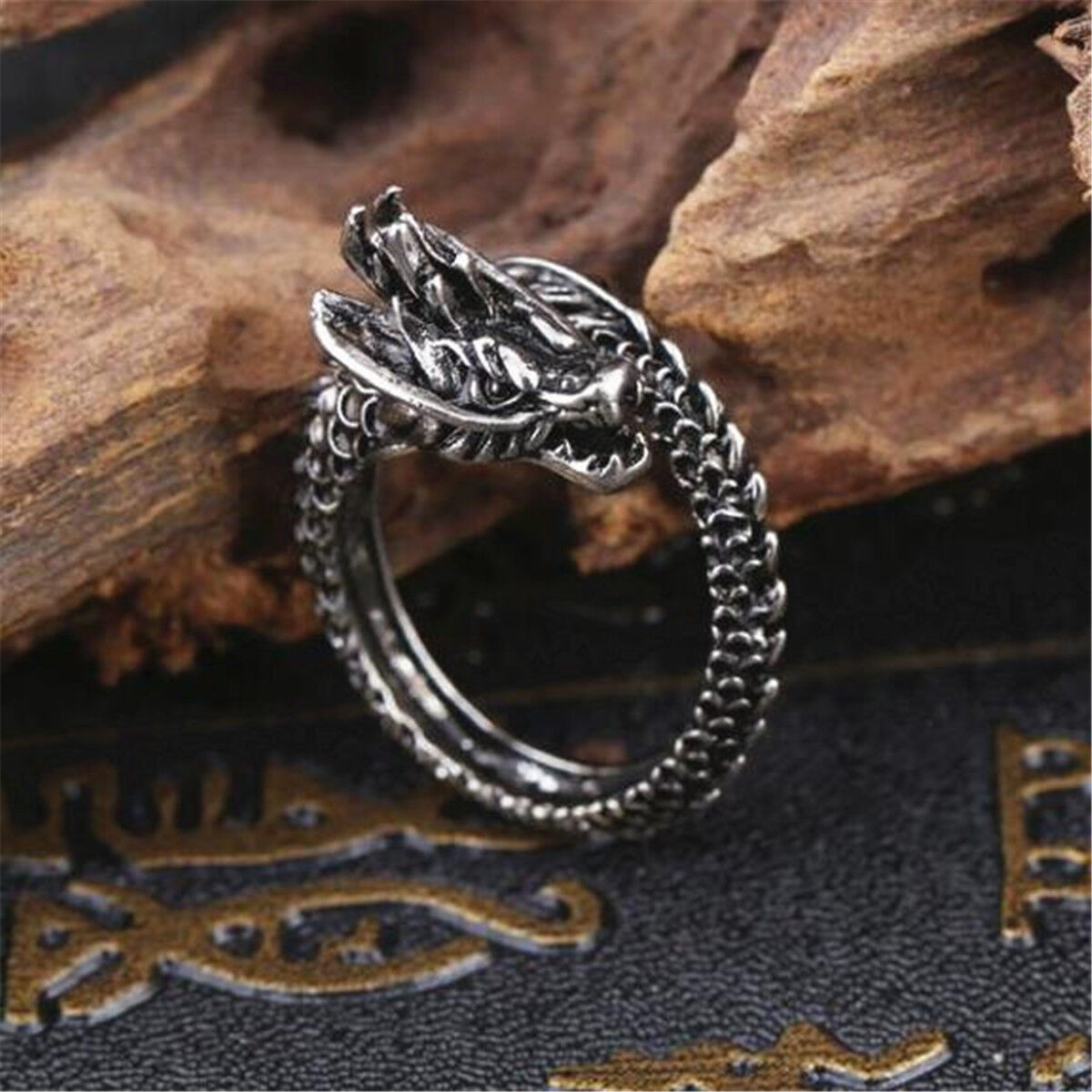Adjustable Alloy Fashion Open The Dragon Ring for Men Finger Rings
