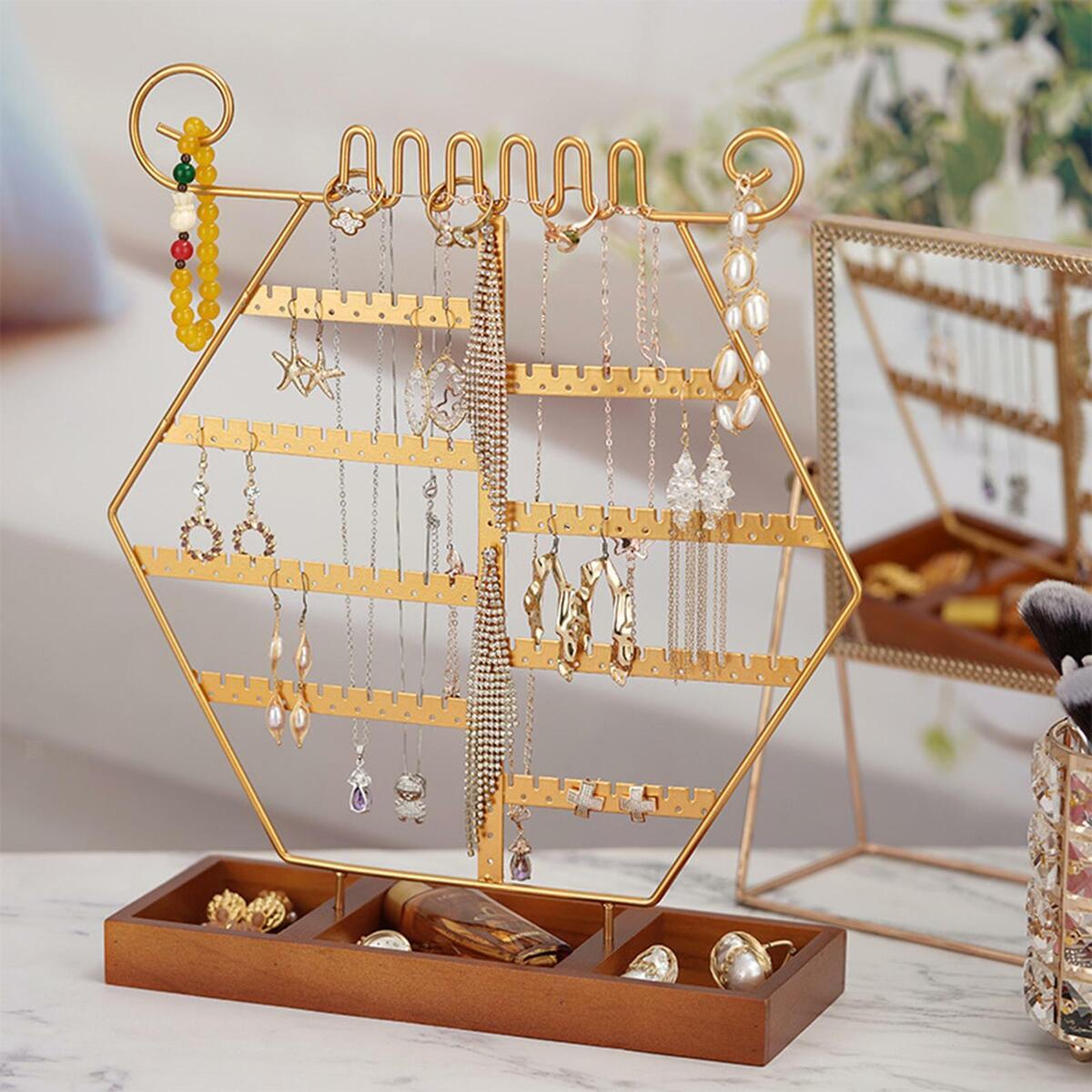 Jewelry Display Stand Nail Polish Chains Brooches with Jewelry Tray