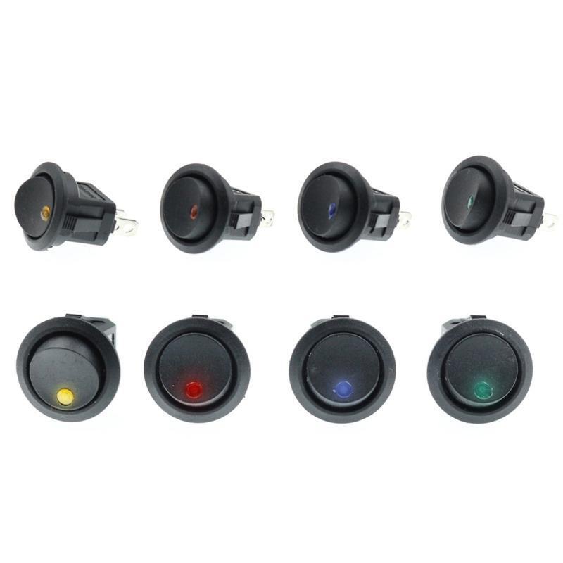 20 Pieces Rocker Round LED Toggle Switches On-Off Switch Blue Green Yelllow Red
