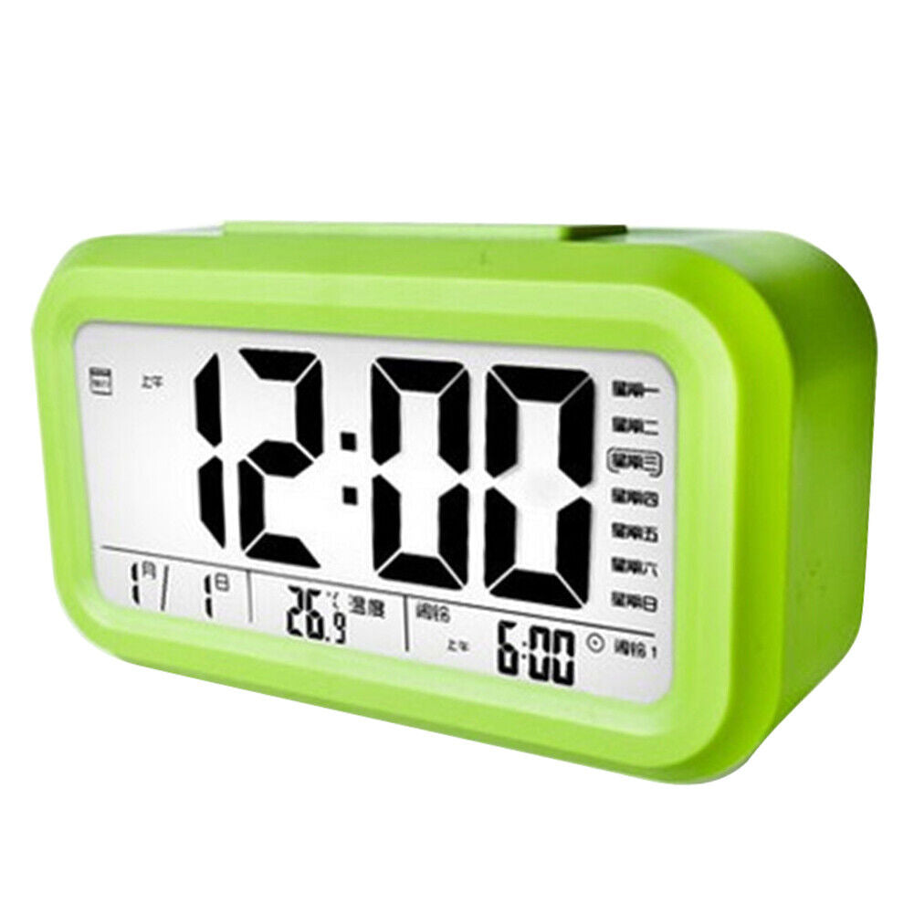 Smart Sensor Alarm Clock Large Screen Display Voice Clock Home Decor (Green
