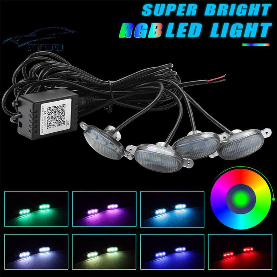 4x Raptor Style Smoked Lens RGB LED Front Grille Light APP Control For F150 F250