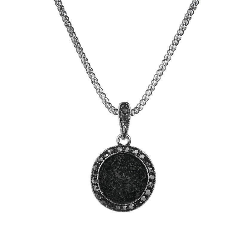 1 Set Black Round Rhinestone Necklace Earrings Ring Wedding Jewelry Sets Women