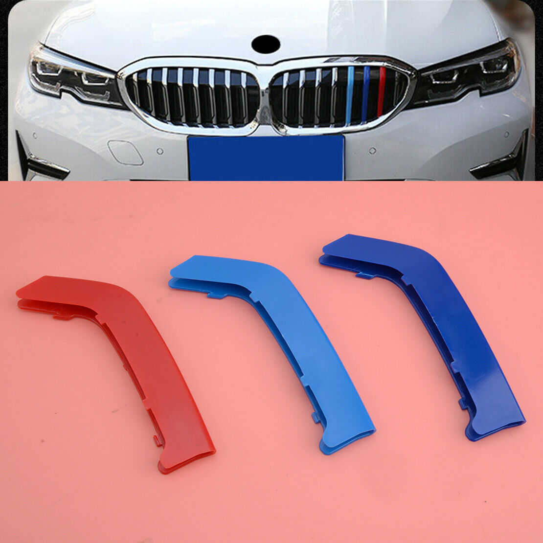 3pcs Front Grille Cover Stripe Clip Fit For BMW 3 Series F30 F35 Accessories