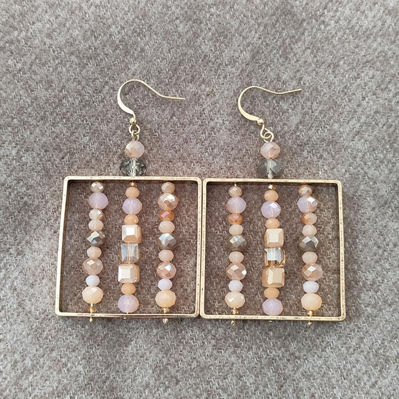 Dangle Hoop Earings Boho Fish Hook Jewelry for Women Handmade Bead Earrings