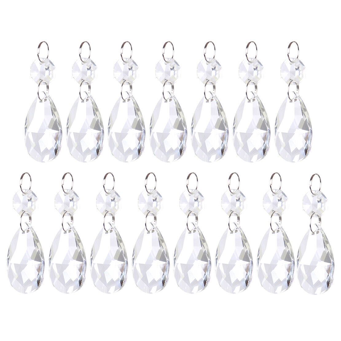 15x 38mm Clear Glass Crystal Chandelier Bead Drops Prisms Hanging Pendant Li