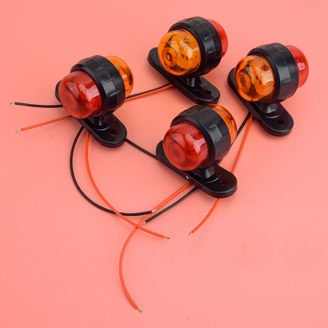 4x Truck Trailer Dual Face LED Side Marker Lights Round Bullet Turn Signal Lamp