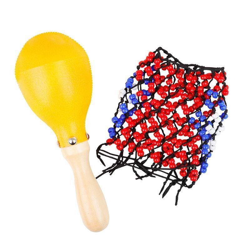 Beads Net Wooden Sand Hammer Hand Tambourine Percussion Educational Instrument