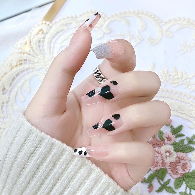 Press On Nails Cow Print Wearable False Nails Art DIY Fashion Manicure Tool