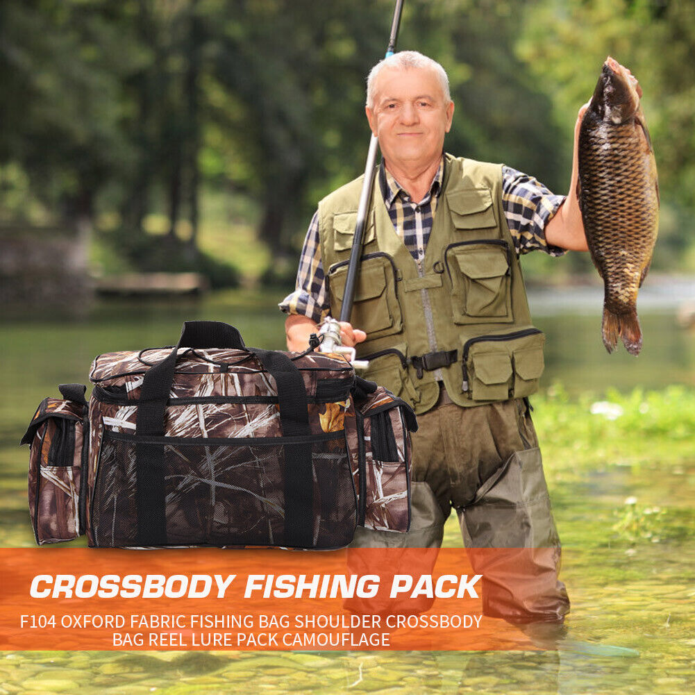 F104 Fishing Bag Oxford Fabric Lure Storage Pack Shoulder Crossbody Bag