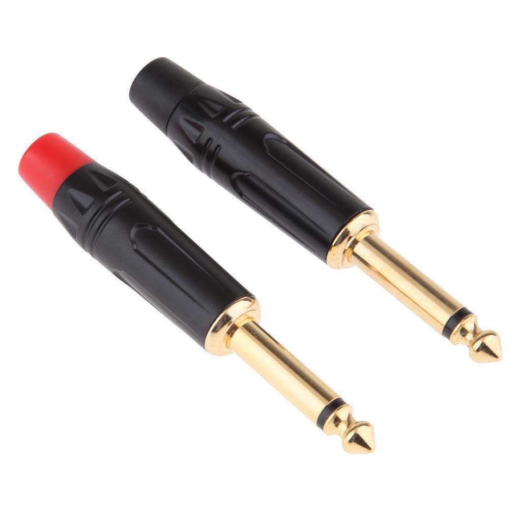 2x 6.5mm Mono Male Repair Microphone Audio Solder   Adapter