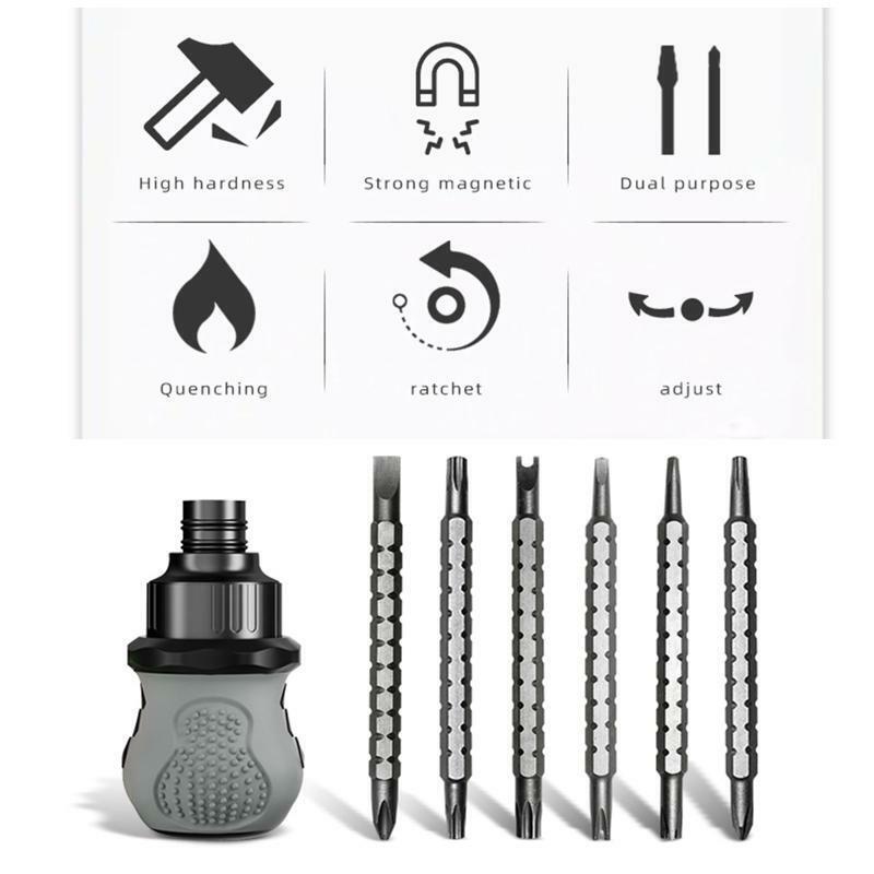 Magnetic Screwdriver Set Ratchet Screwdriver with Dual-Purpose Retractable Tool