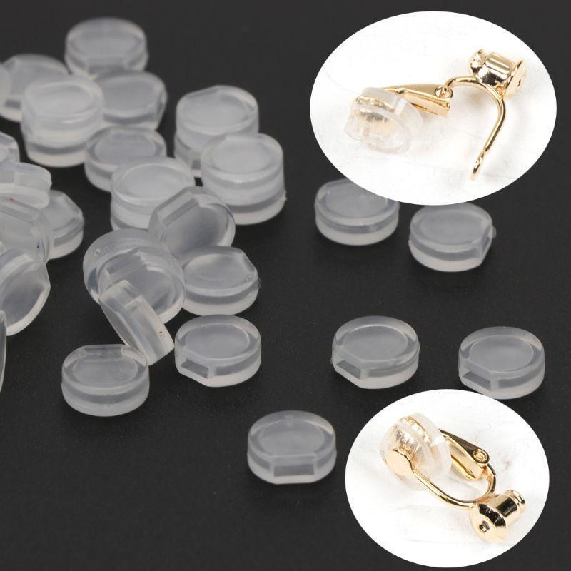 50Pcs Earring Pads Silicone Comfort Earring Cushions for Clips on Earrings Clear