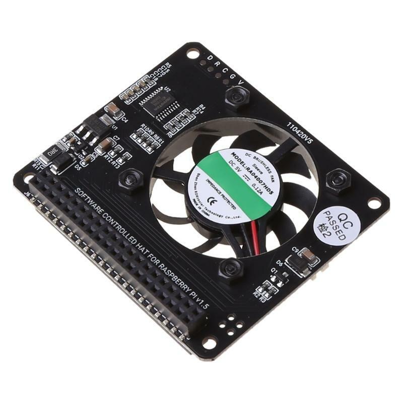 Mini HAT RGB Cooling HAT with Fan Software Controllable for Raspberry  Pi 4B/3B