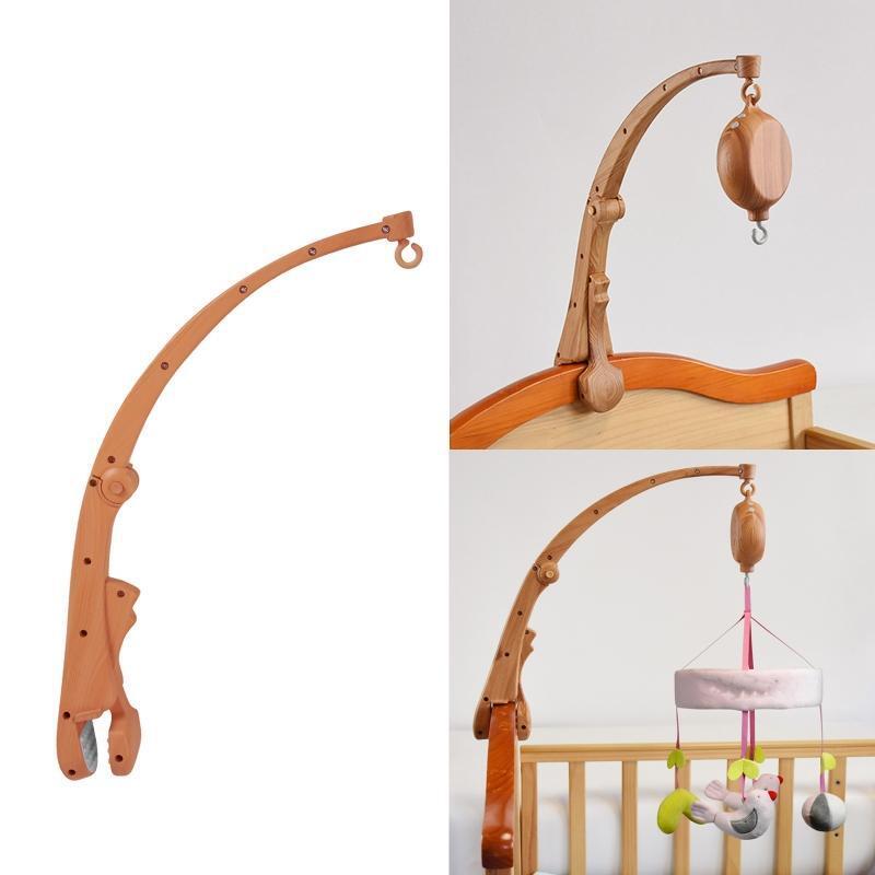 Wood Grain Baby Crib Mobile Hanging Bed Bell Holder Music Box Holder Arm Bracket