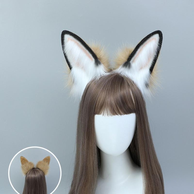 Rabbit Ears Headband Simulation Animal Tail Headdress Set for Masquerade Ball