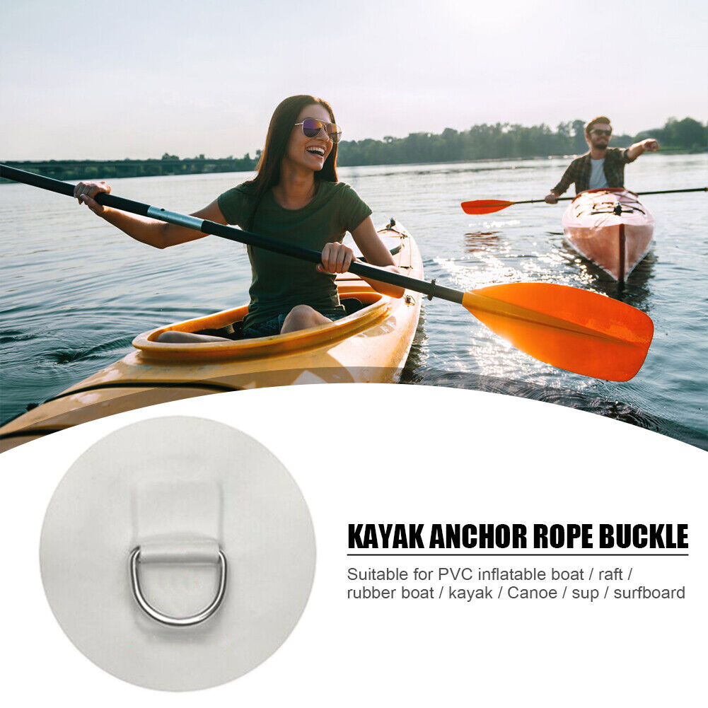 Stainless Steel Kayak D Ring Patch for PVC Inflatable Boat Canoe (White)