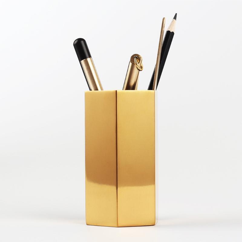 Creative Hexagon Desktop Pen Holder Makeup Brush Organizer Utensil Household