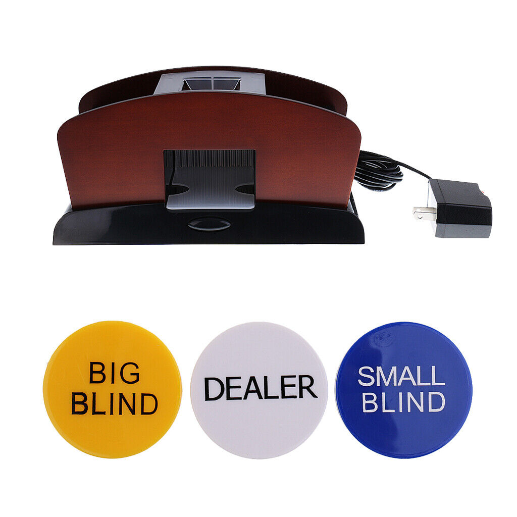 Wood Automatic Poker Card Shuffler Casino Playing Shuffling 2 Deck+Dealer #2