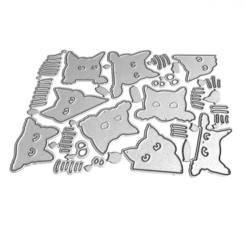 Craft Card Making Embossing Stencil DIY Printing  Carbon Steel Mould Cute Cat