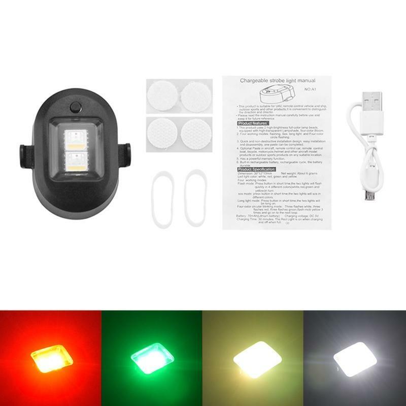 Anti Collision Night Light Strobe Light 4 Colors 16 Mode Flash Micro USB Charge