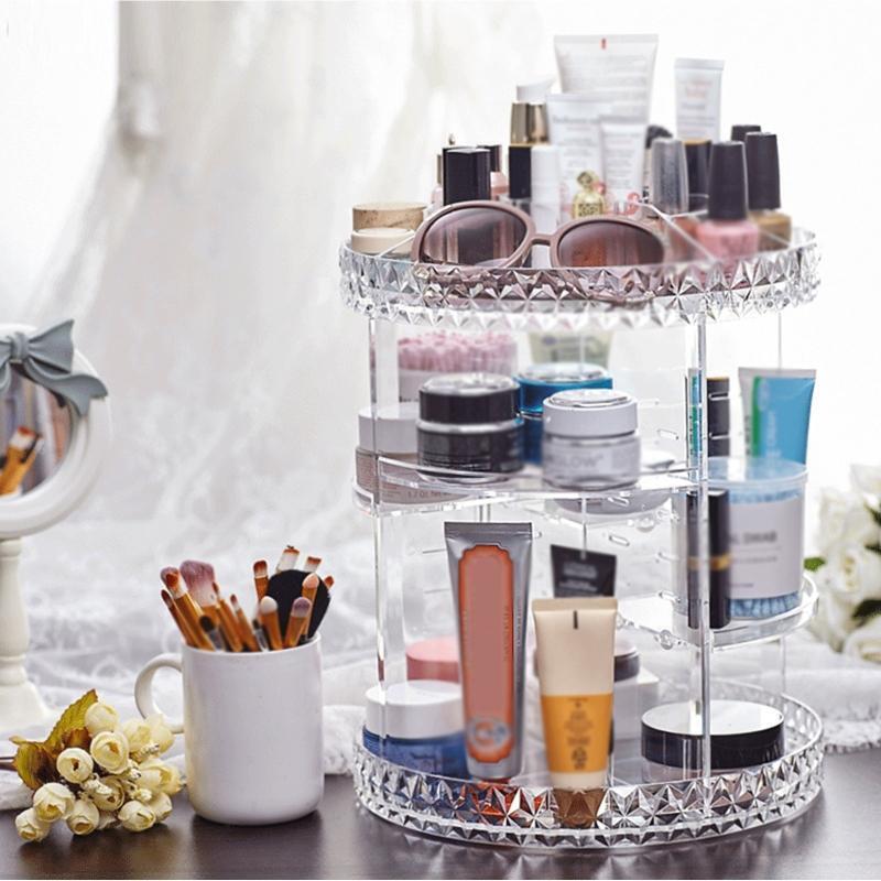 Rotating Makeup Organizer Multi Layers Cosmetic Storage Shelf Brush Holder Rack