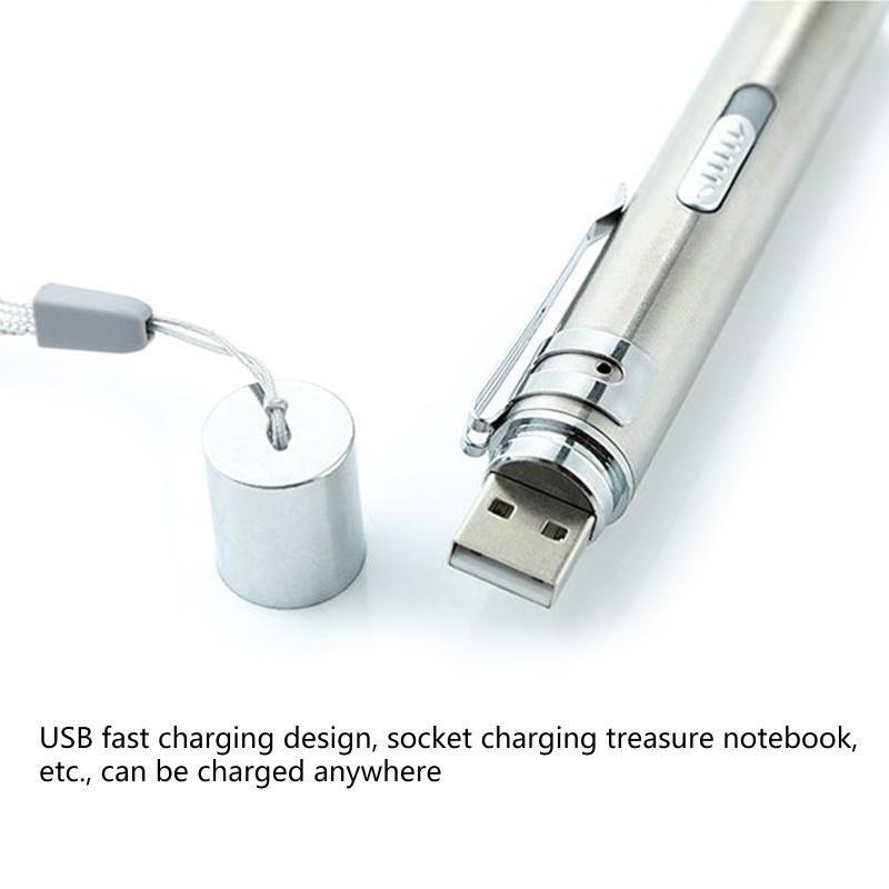 Mini Stainless Steel Torch Lights with USB Charging Port Use for Camping Outdoor