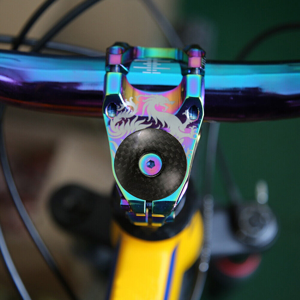 Bicycle Headset Stem Top Cap Carbon Fiber Fork 1 1/8 inch MTB Cover Bolts